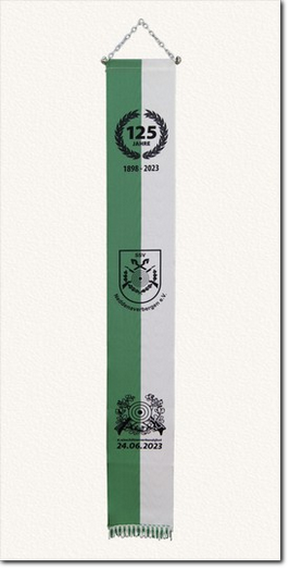 Fahnenschleife im Siebdruck Gedruckte Fahnenschleife, Fahnenband, 125 Jahre SSV Neddenaverbergen 2023